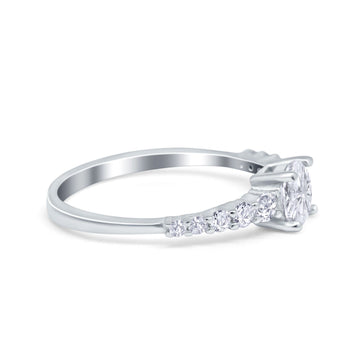 Petite Dainty Engagement Ring Round Simulated Cubic Zirconia 925 Sterling Silver